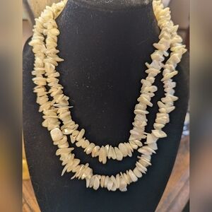 🐚 Mother of Pearl MOP shell necklace 17", no clasp, beautiful shine,heavy